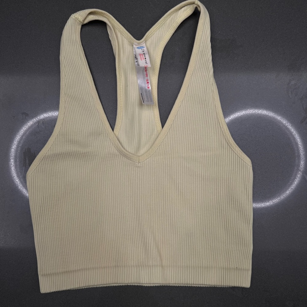 Free People Movement Happiness Runs VNeck Tank Top Light Yellow